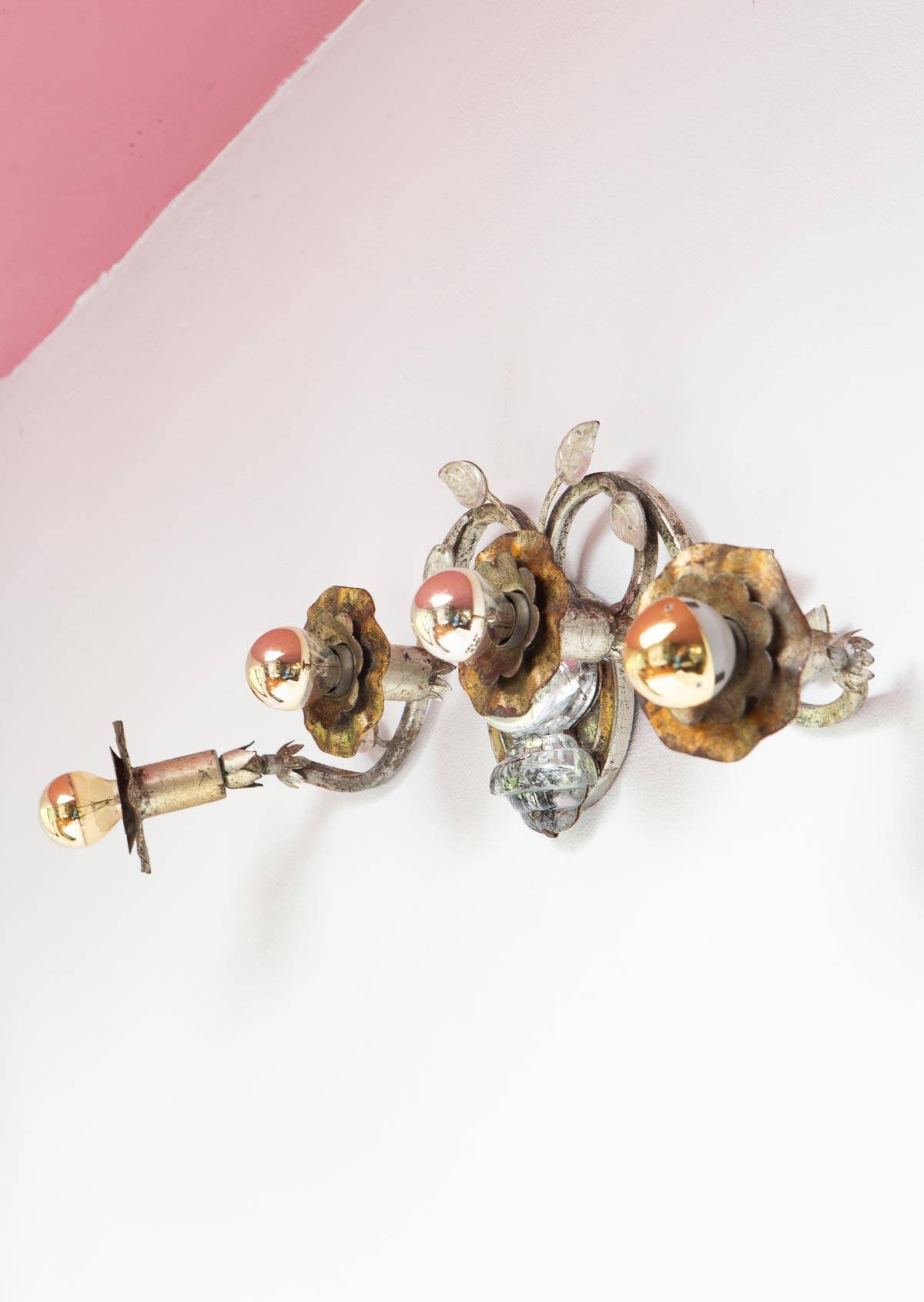 Vintage silver metal wall light.