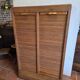 Double curtain cabinet in solid oak