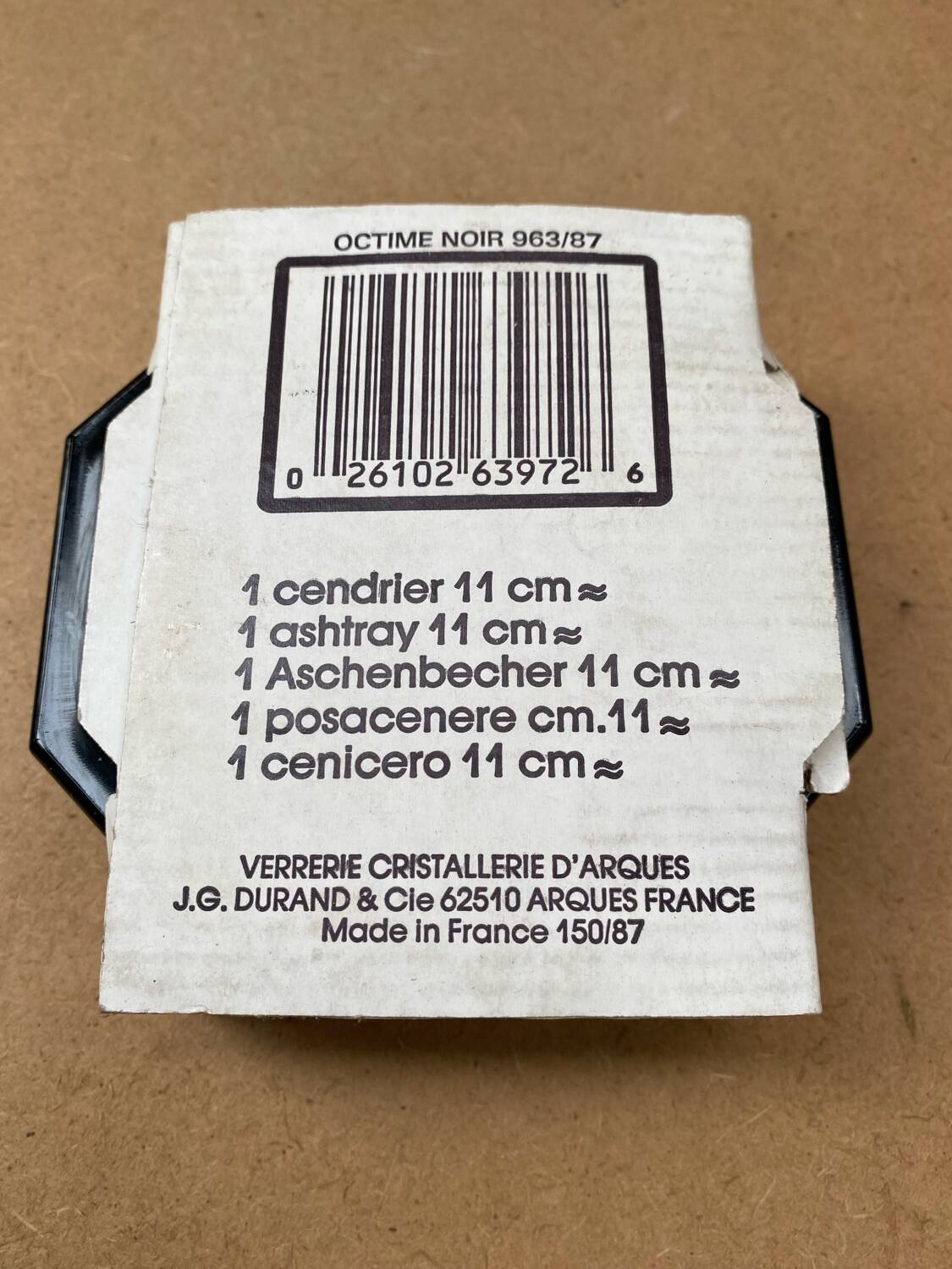 Old luminarc octime opaline noire ashtray made in france vintage