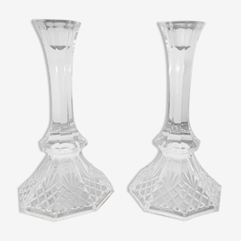 Paire de bougeoirs avon lead crystal