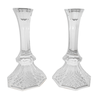 Paire de bougeoirs avon lead crystal