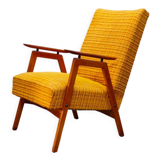 Czech armchair 1960 geometric yellow fabric
