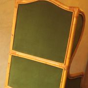Mid-century wingback chair in bamboo and olive green, 1960s