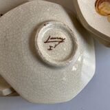 Set of 6 plates in mid-century fruit glazed clay