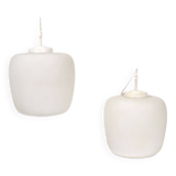 Medium-sized Scandinavian pendant light in opaline - 1960s