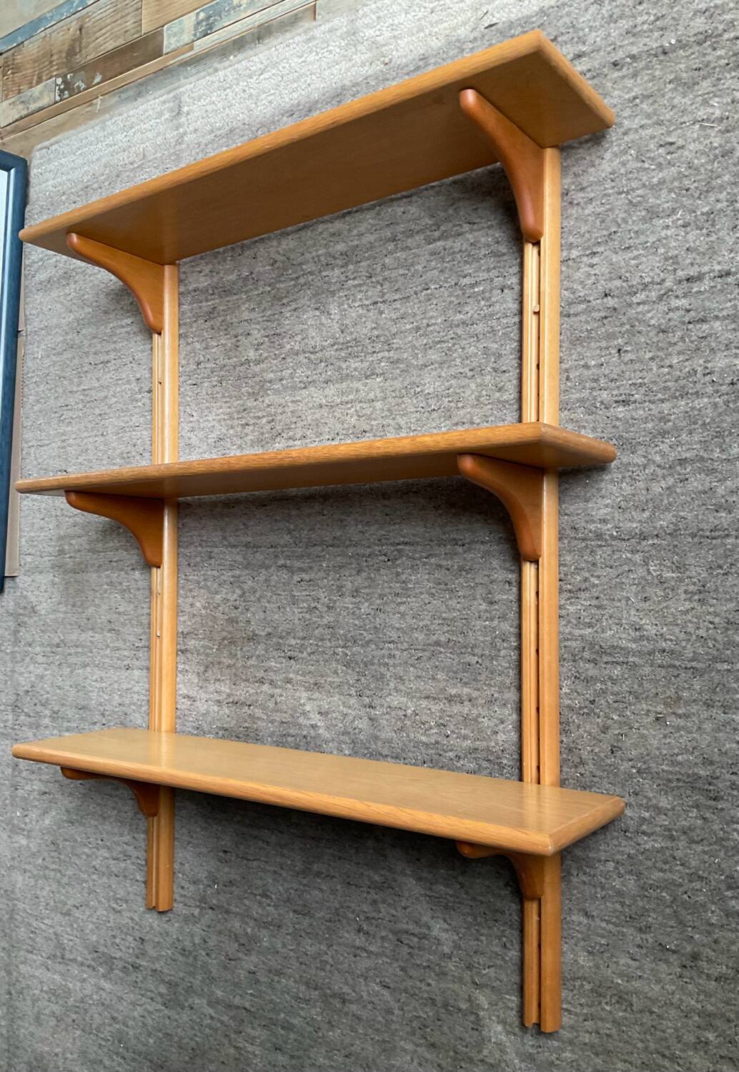 Vintage beech wall shelf