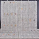 Neutral Vintage Turkish Vintage Kilim Rug skuc256