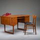 Mid-century Danish freestanding teak desk with raised lip edge, 1960s
