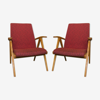 Pair of chairs in beech wood, 1960s