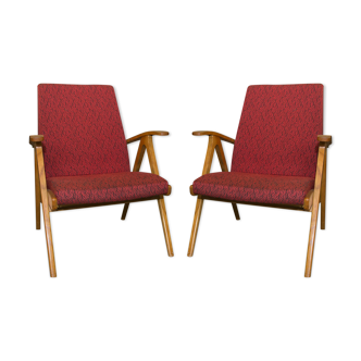 Pair of chairs in beech wood, 1960s