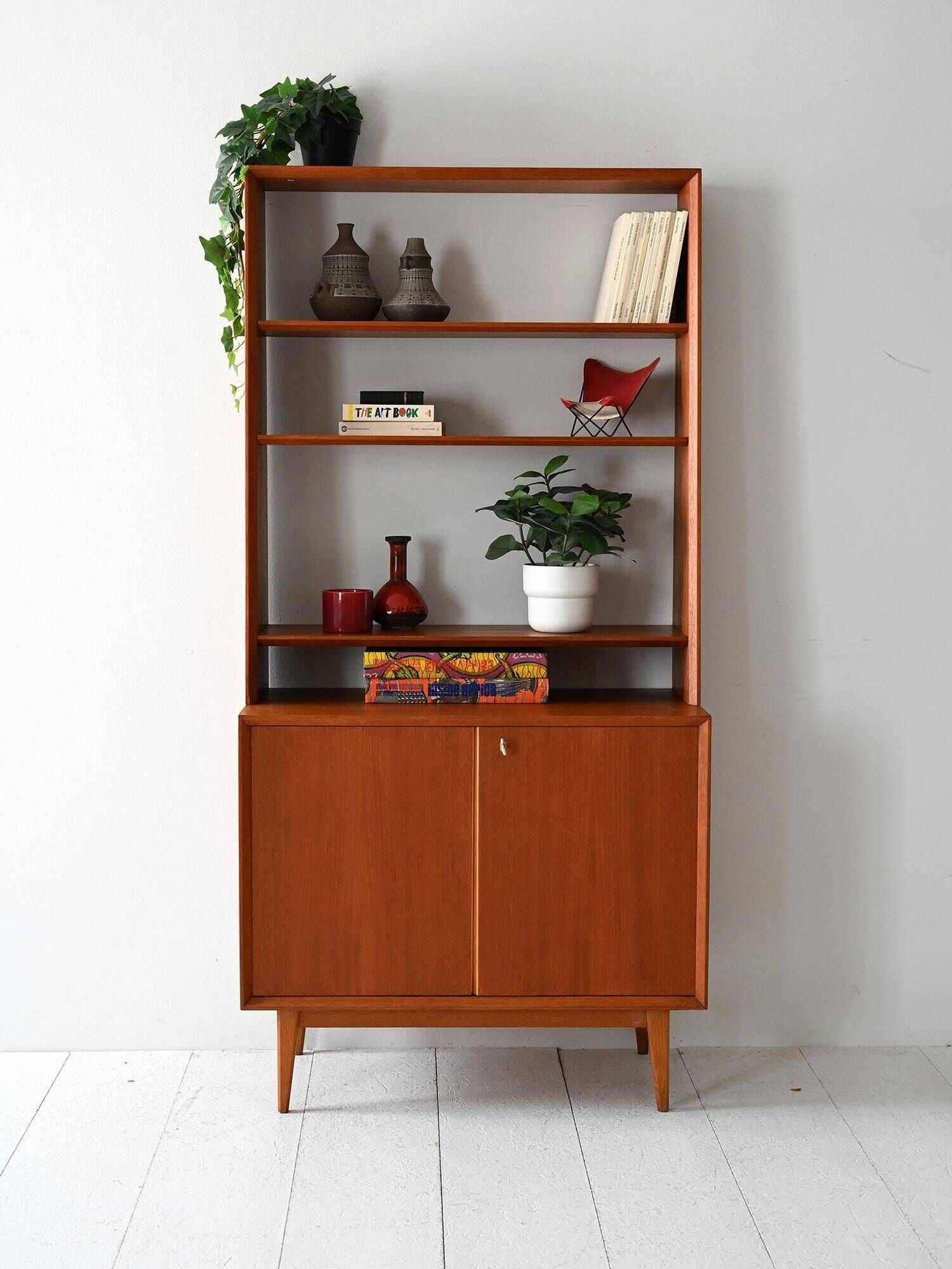 1960s Scandinavian teak bookcase with storage cabinet