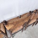 Set of 6 straw and oak Beauche chairs.