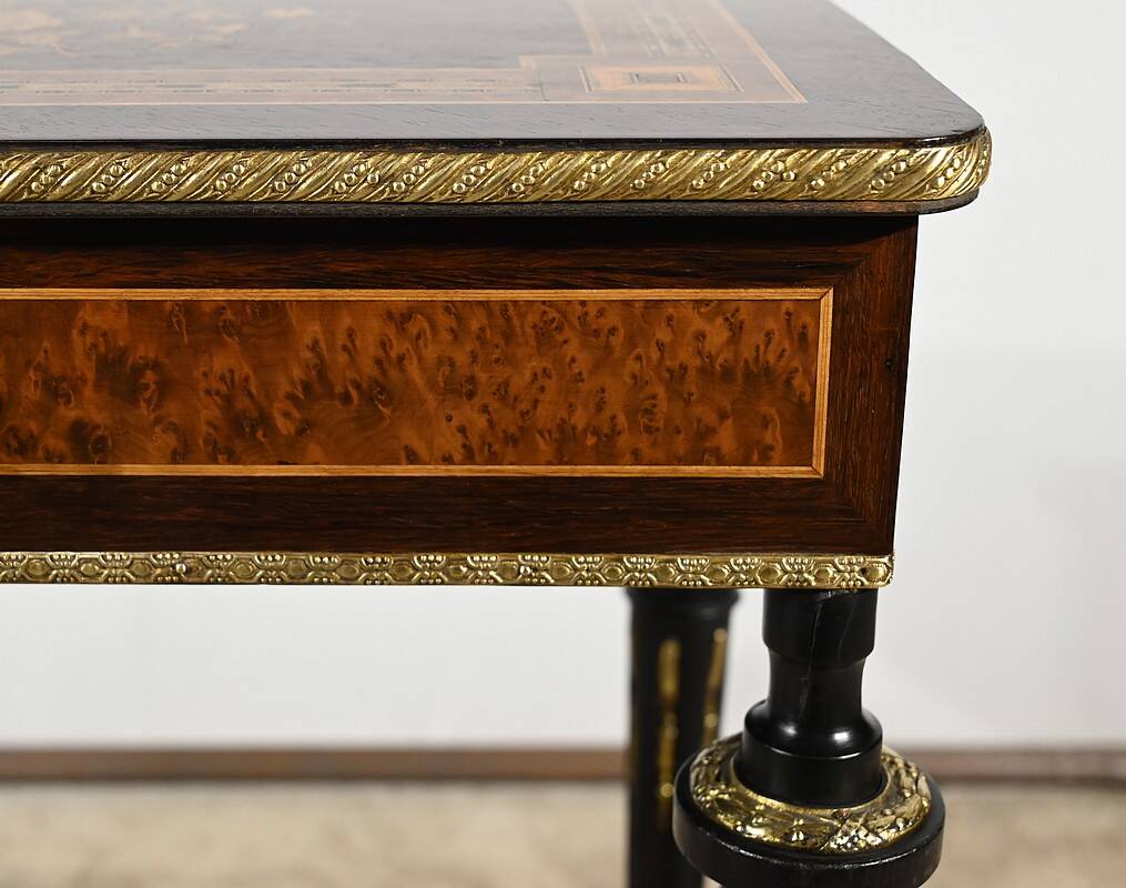 Small Living Room Table in Rosewood and Amboyna Burl, Louis XVI style, Napoleon III period – Mili