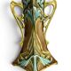 Art Nouveau, two barbotine vases from Onnaing around 1920.