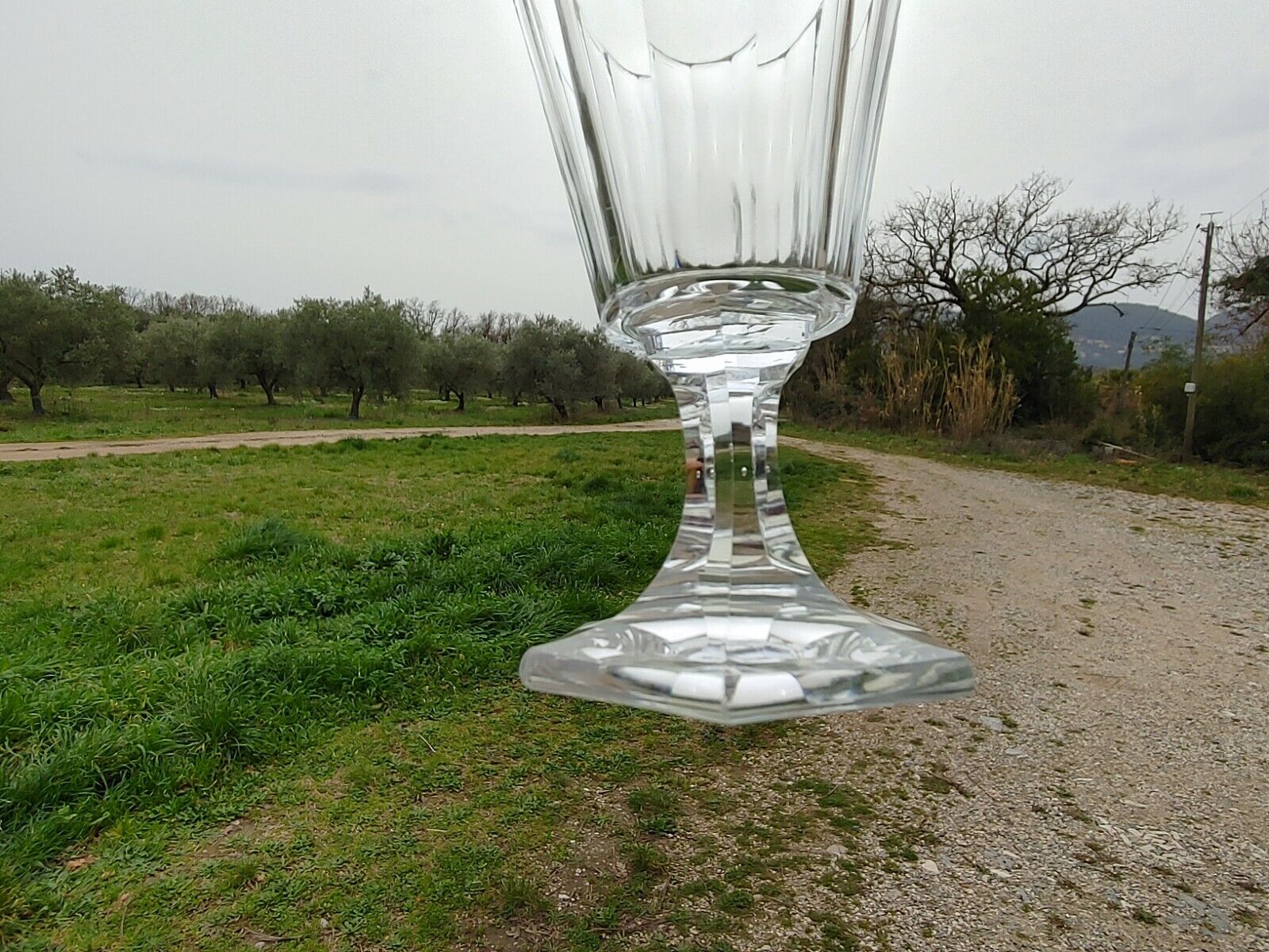 Baccarat White wine glass or port Crystal cut with cut sides, circa 1840