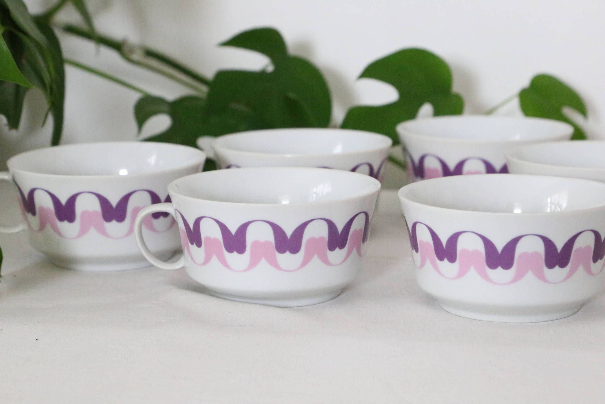 Set of 6 cups in Alfoldi porcelain, vintage Hungarian