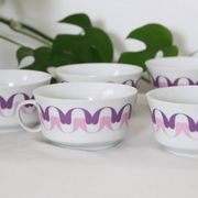 Set of 6 cups in Alfoldi porcelain, vintage Hungarian