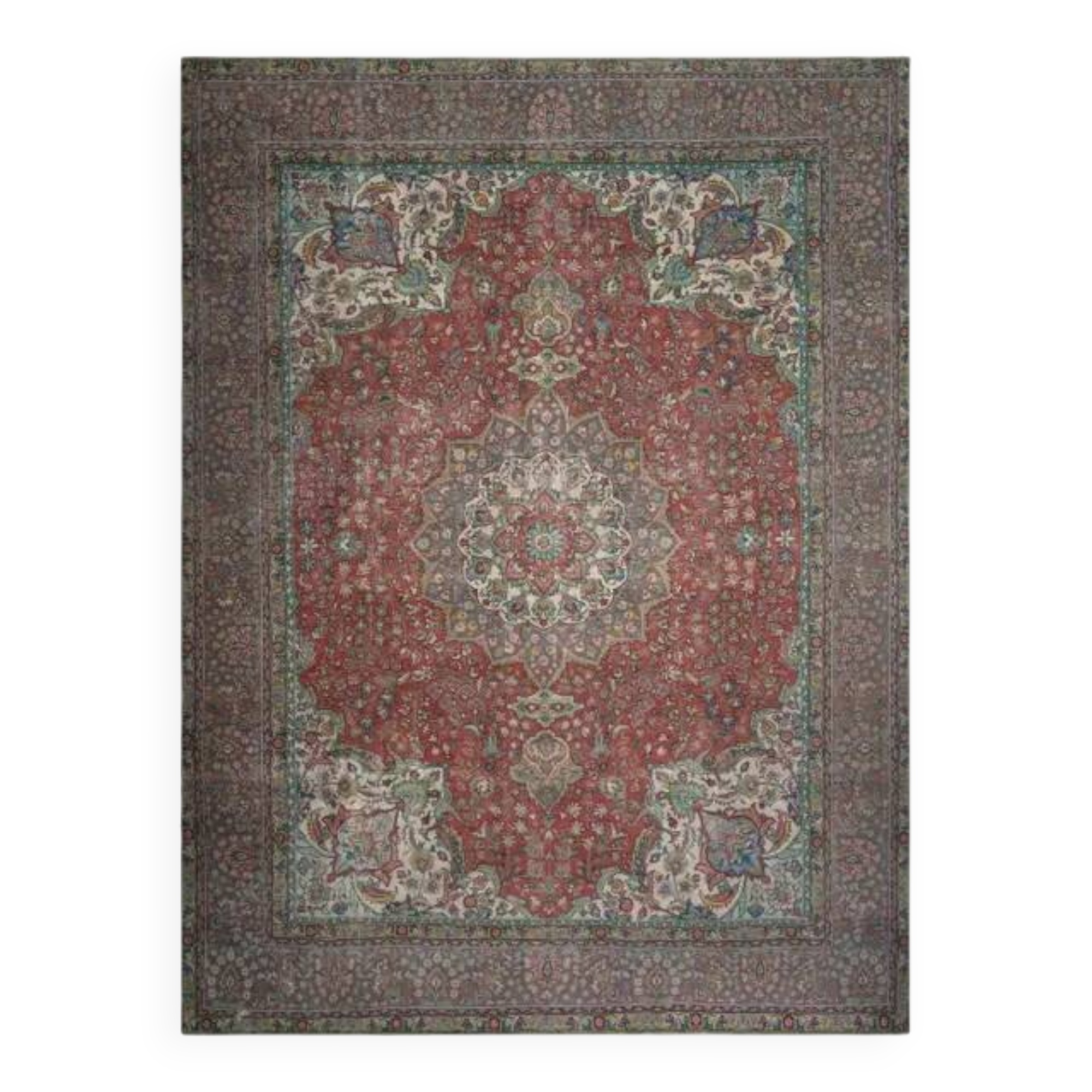 1970s Vintage Persian Handmade Wool Red Oversized Area Rug 286x378
