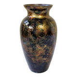 Signed églomisé glass vase, unique piece, France, circa 1980, 46 cm