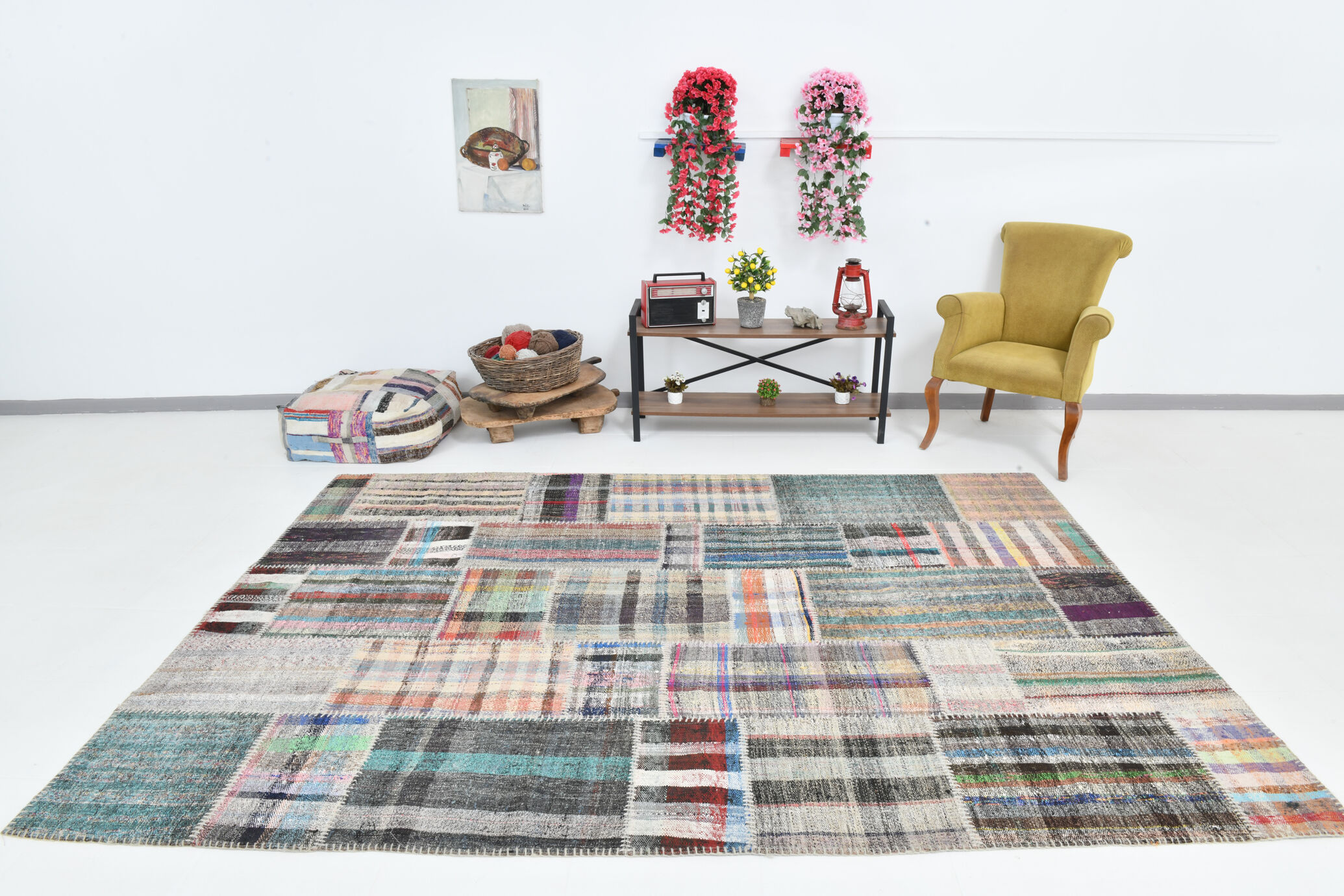 Flatweave ethnic kilim rug 212x302