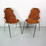 Dalvera  "Les Arc" Set of 2 Original Leather side chairs, 1960