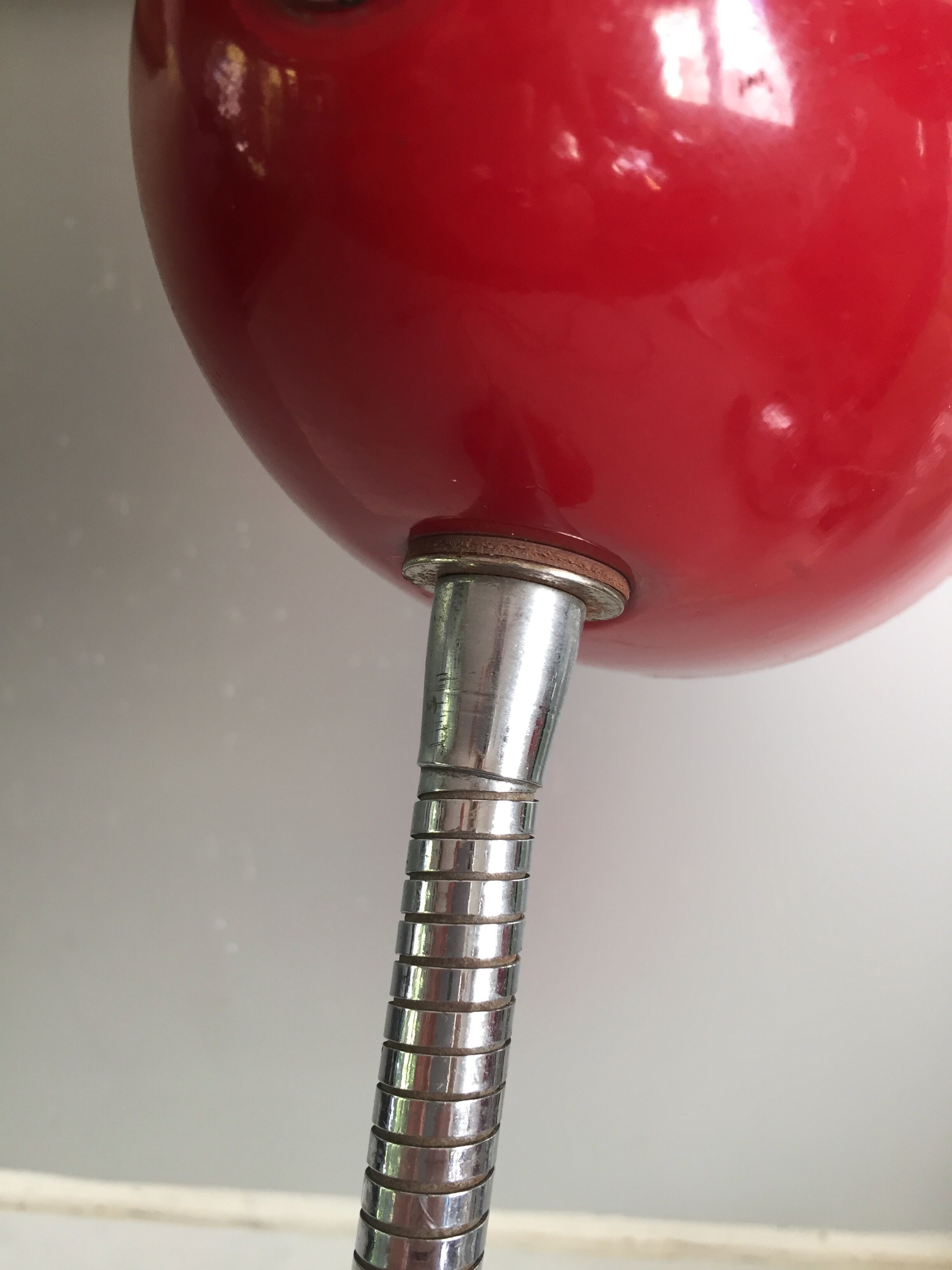 Bauhaus lamp lacquered metal red&flexible chrome/c1950/vintage design