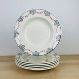 6 Longwy iron earth soup plates