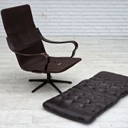1970s, Scandinavian swivel armchair, original patchwork furniture leather.