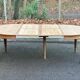 Renovated round Art Deco dining table in solid oak, 1950, 230cm extendable.