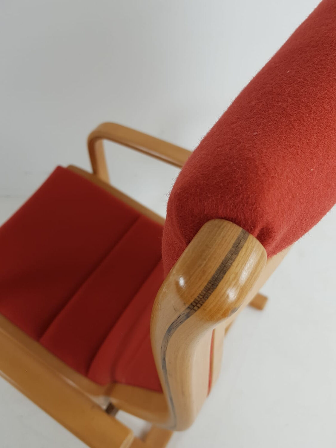 Yngve Ekström Scandinavian armchair orange terracotta wool