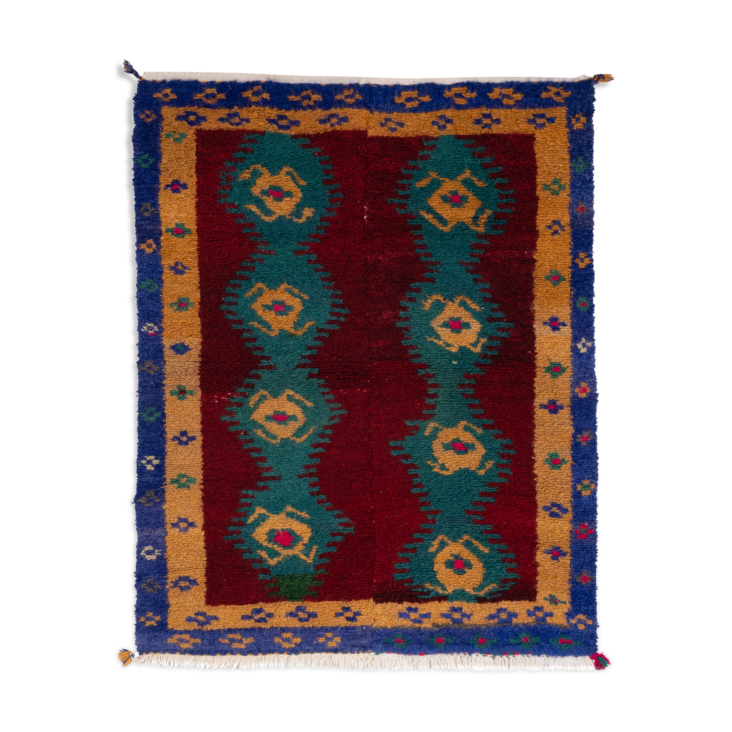 1970 Vintage Handmade Turkish Small Tulu Rug , 3'7'' x 4'4''