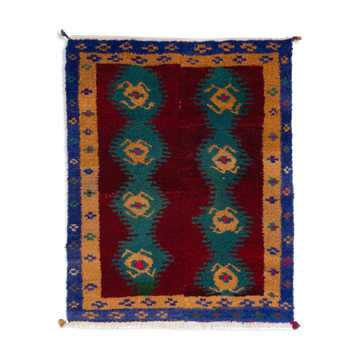 Tapis noué à la main turc vintage 1970 110x132 cm