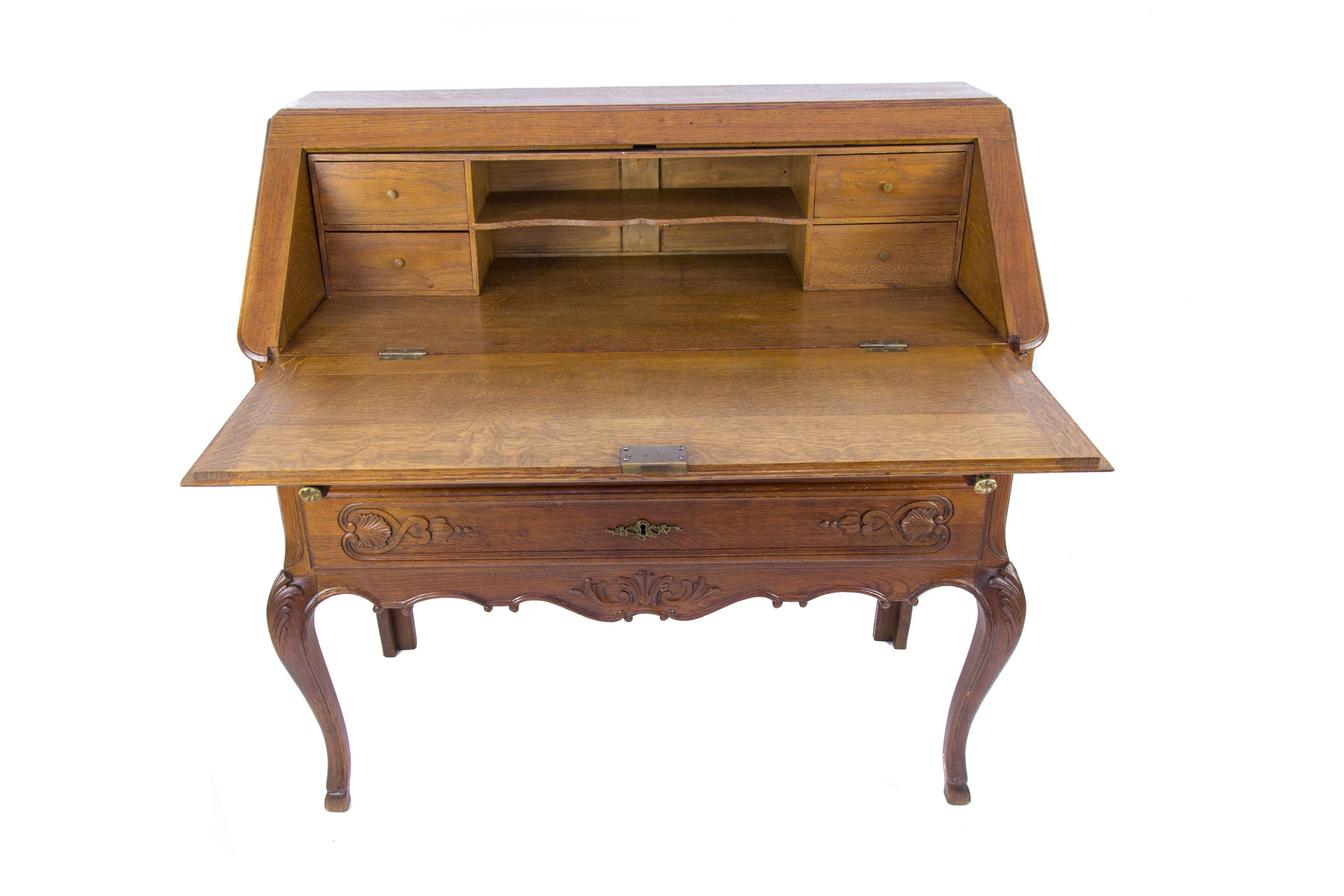 Louis XV style carved oak secretary 1930s