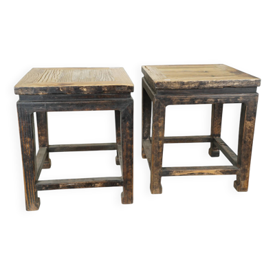 Yunfu – Paire de tables d'appoint chinoises en orme