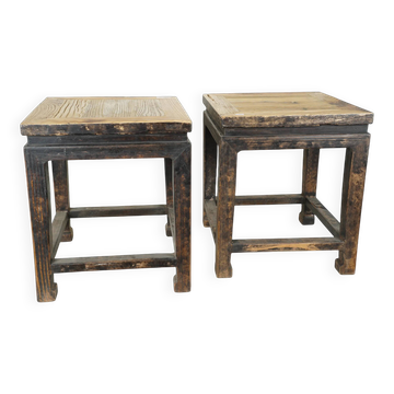 Yunfu – Paire de tables d'appoint chinoises en orme