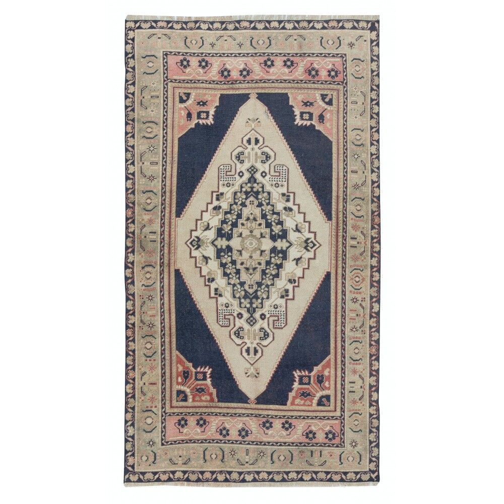 Vintage Handmade Turkish Area Rug, 100% Wool