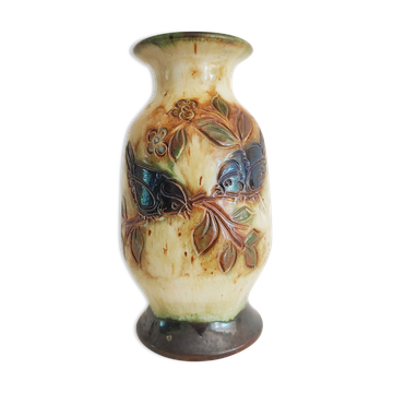 Vintage vase with sandstone birds signed Biran
