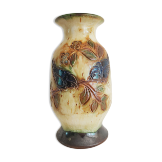 Vintage vase with sandstone birds signed Biran