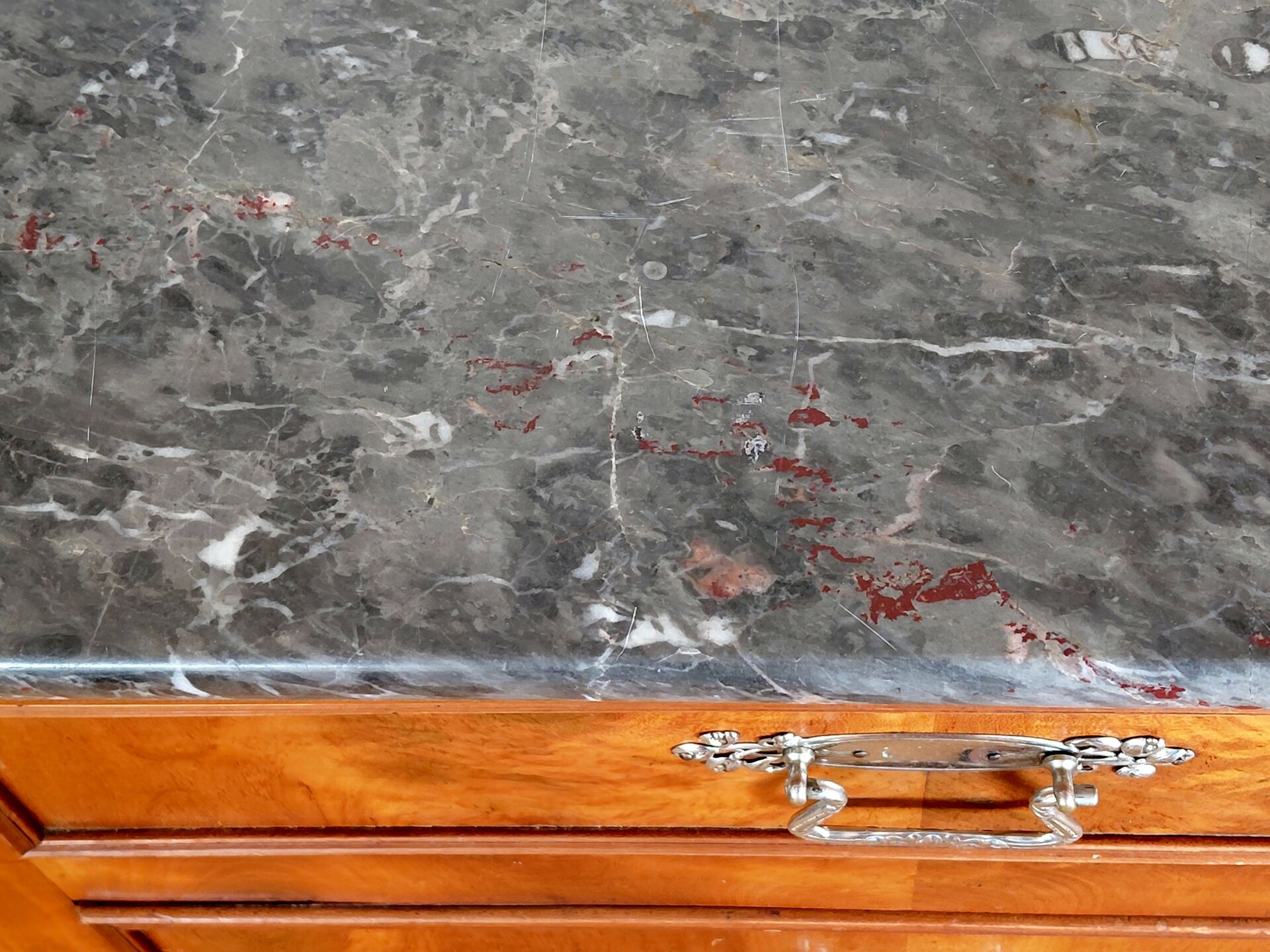 Louis-Philippe Commode (19th century) Walnut Burl Saint Anne Marble