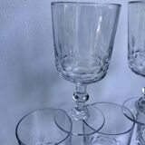 Set of 5 small crystal wine glasses engraved 50-60s