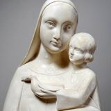 Bust of the Virgin and Child, waxed plaster, old art deco style, PP Deposited