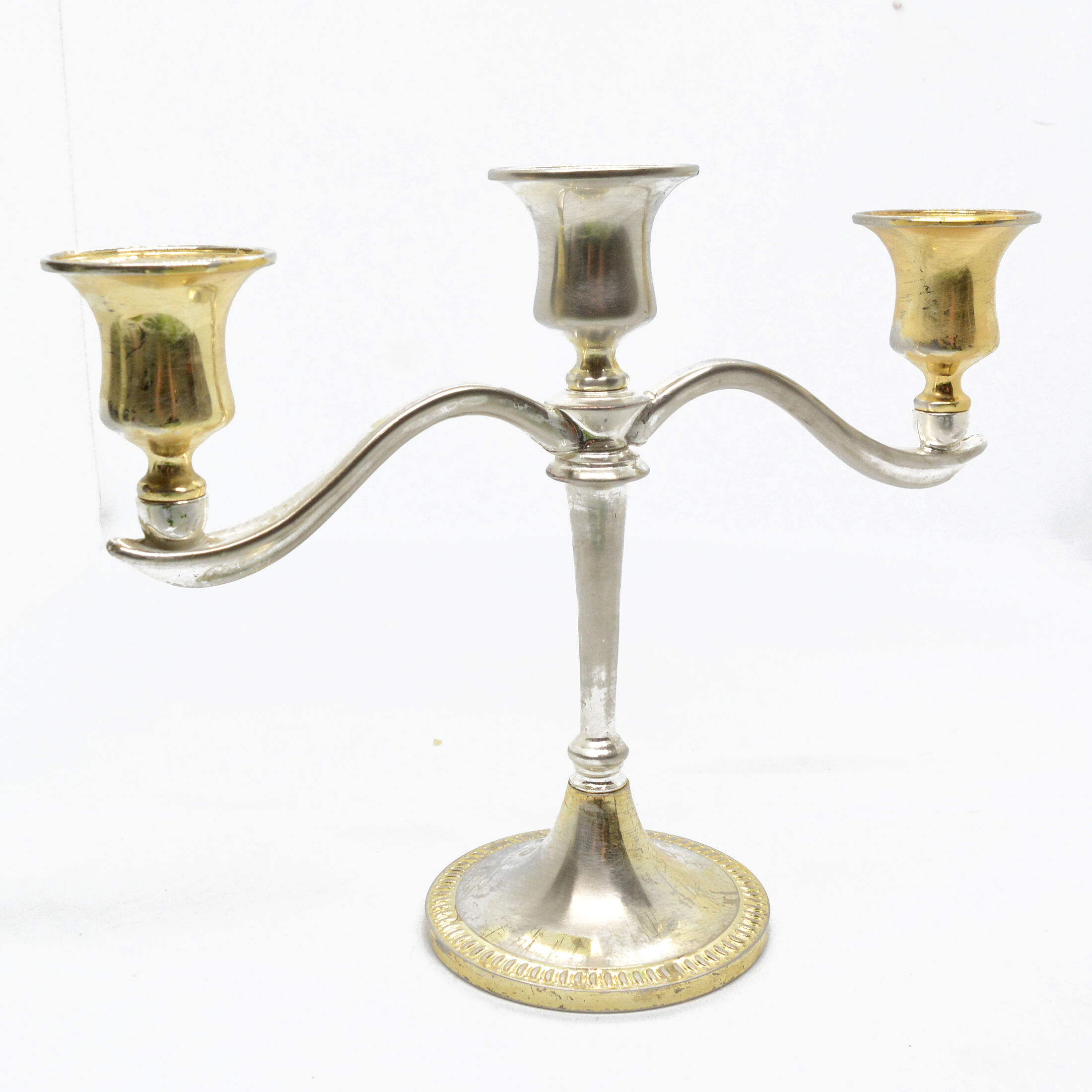 Three-branched plated candlestick, France of the south of the 20th century