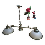Luminaire 2 globes en verre et laiton