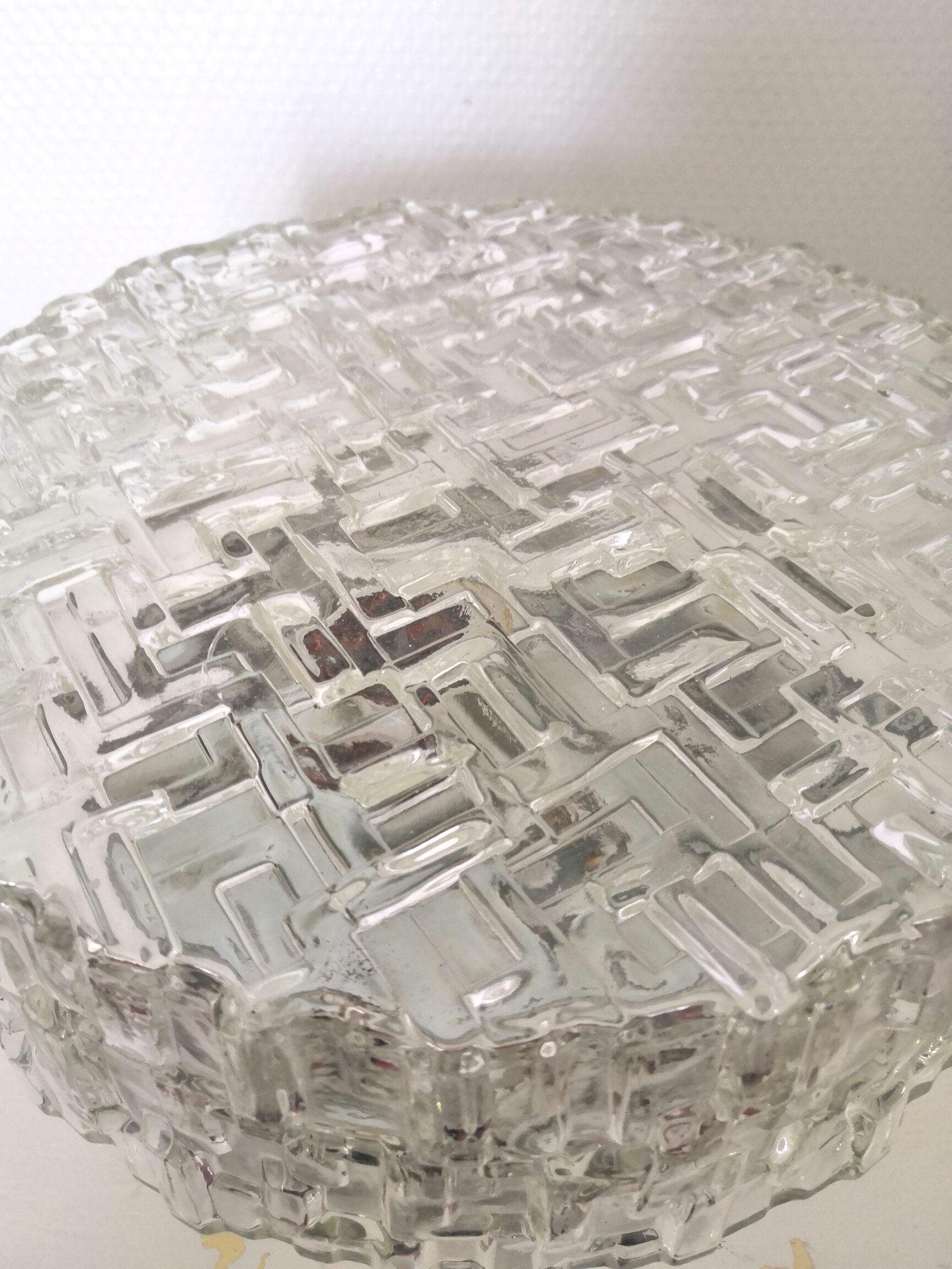Ceiling lamp or vintage glass wall lamp work made in Italy design 70s