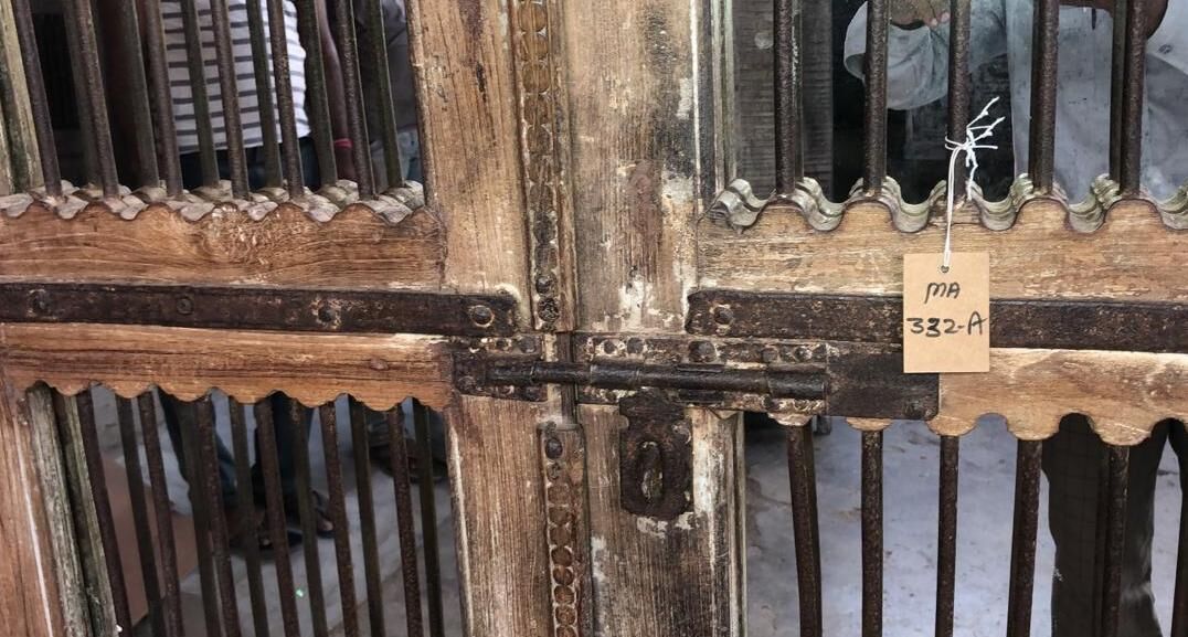 Old chiseled teak door