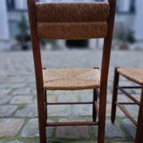 4 chairs wood and straw, 50