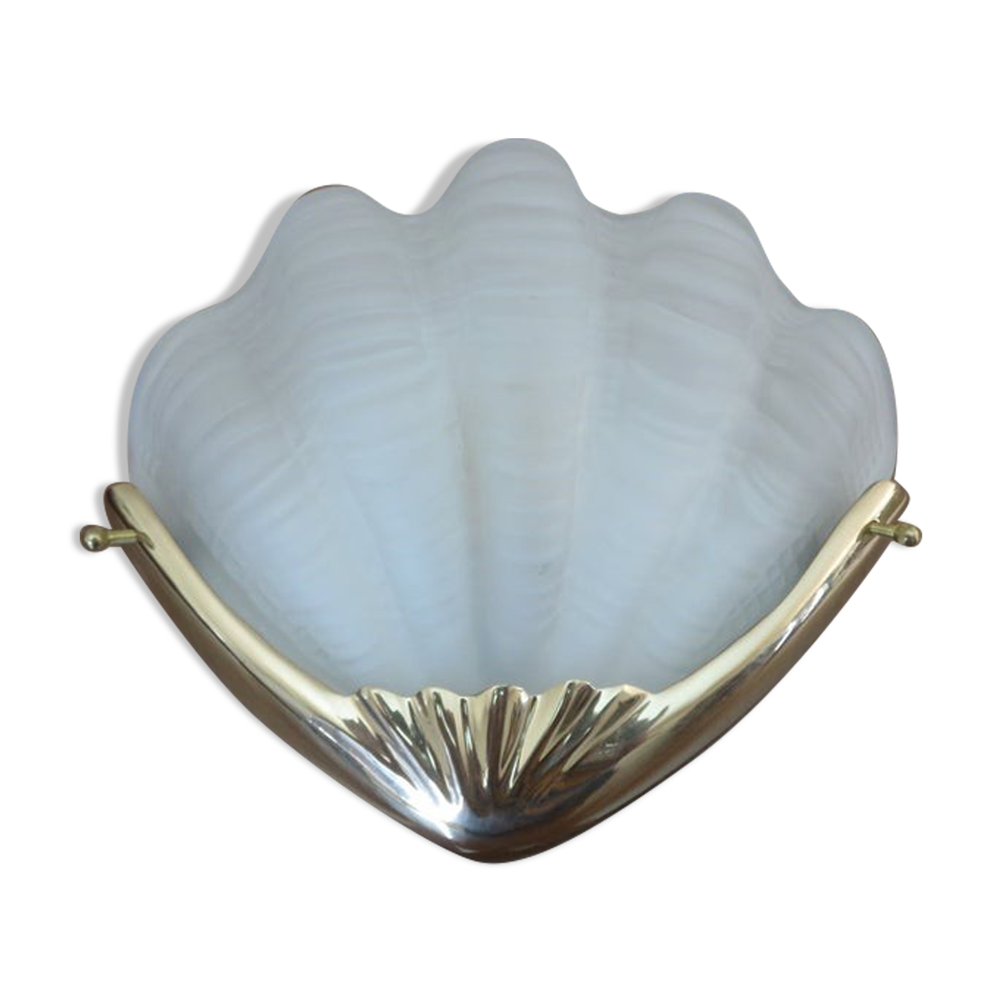 Wall lamp " shell " Art Deco brass and frosted glass 70s