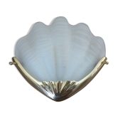 Applique " coquillage " Art Deco laiton et verre givré années 70