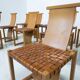 Mid-Century Modern Set of 12 Wood and Leather Chairs, Italy, 1950s