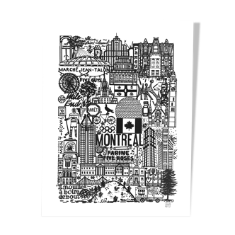 Montreal black and white screenprint